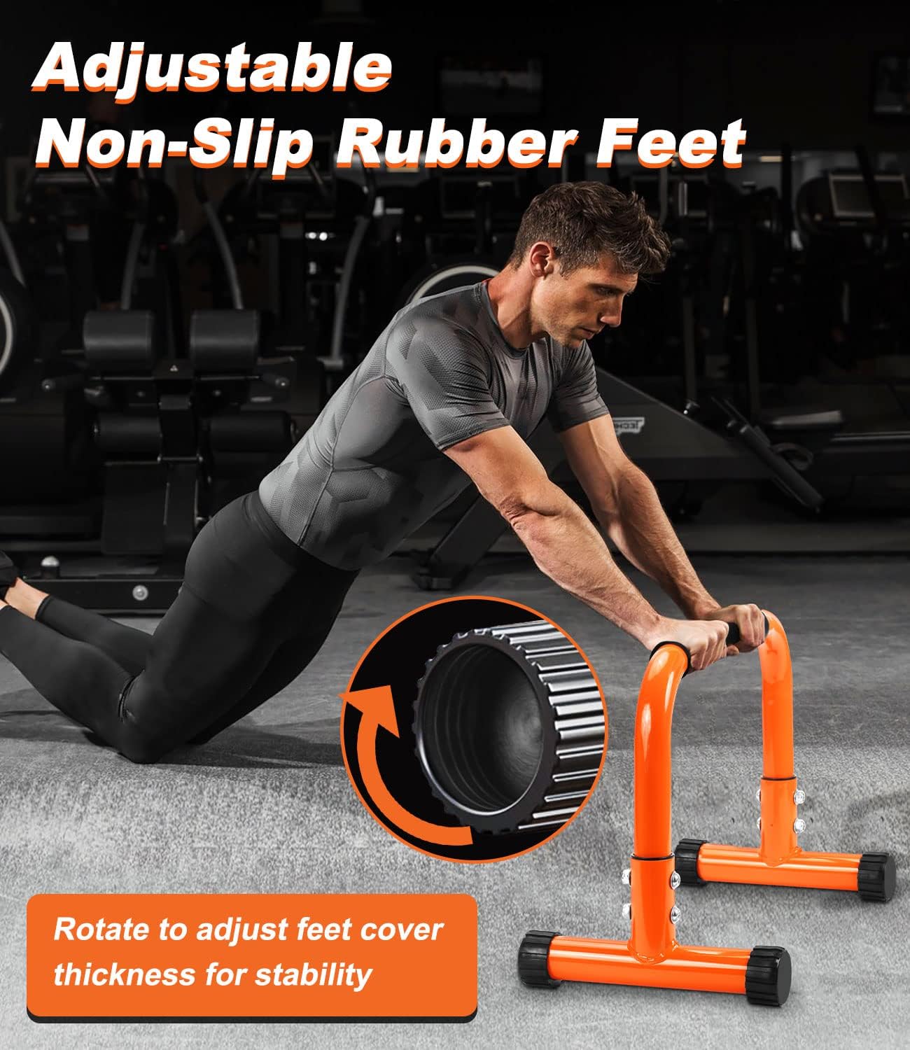 TABEKE Push Up Bar, 12" High Parallettes Bars & Dip Bar With Full-Cover Foam Handles, No Wobbling Calisthenics Equipment For Handstand, L-Sit, Gymnastics, Strength Training Home Gym - Image 6