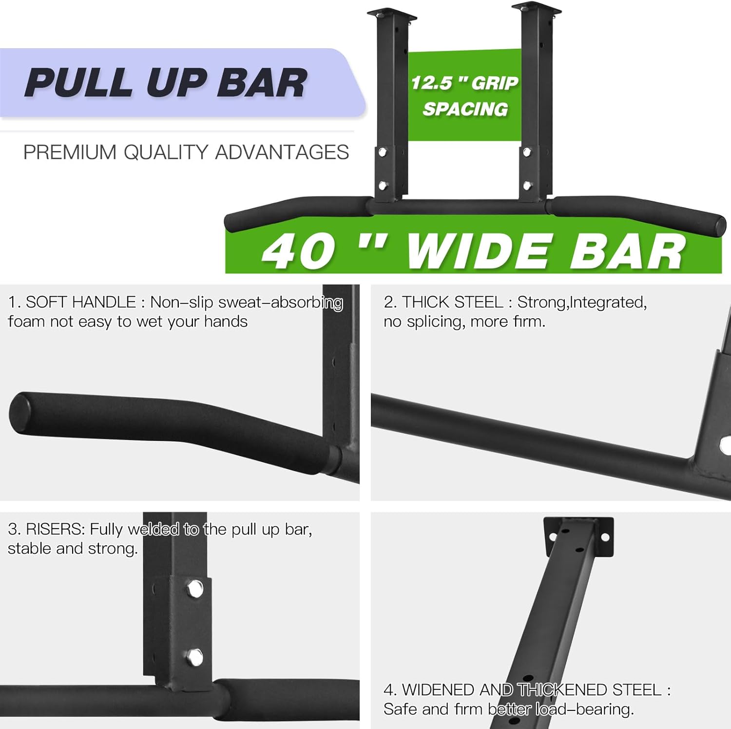 ATENTO Pull Up Bar, Chin Up Bars Ceiling Mount, Workout for Home Gym, Beam, Crossfit - Heavy-Duty, Foam Grip, Easy installation - Image 4