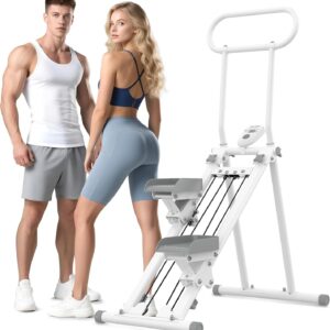 Stair Stepper for Exercise at Home, Foldable Compact Space Cardio Vertical Climbing Stairs Machine, Stair Master with Adjustable Height Handle, Anti-Slip Pedal