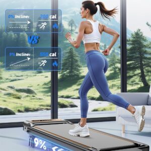 Foldable Treadmill with 10% Incline Upgrade 3.5HP Low Noise Walking Pad Treadmill with Handle Bar Rayspace 4 in 1 Portable Under Desk Treadmills for Home/Office, 350Lbs Capacity, APP & Remote Control