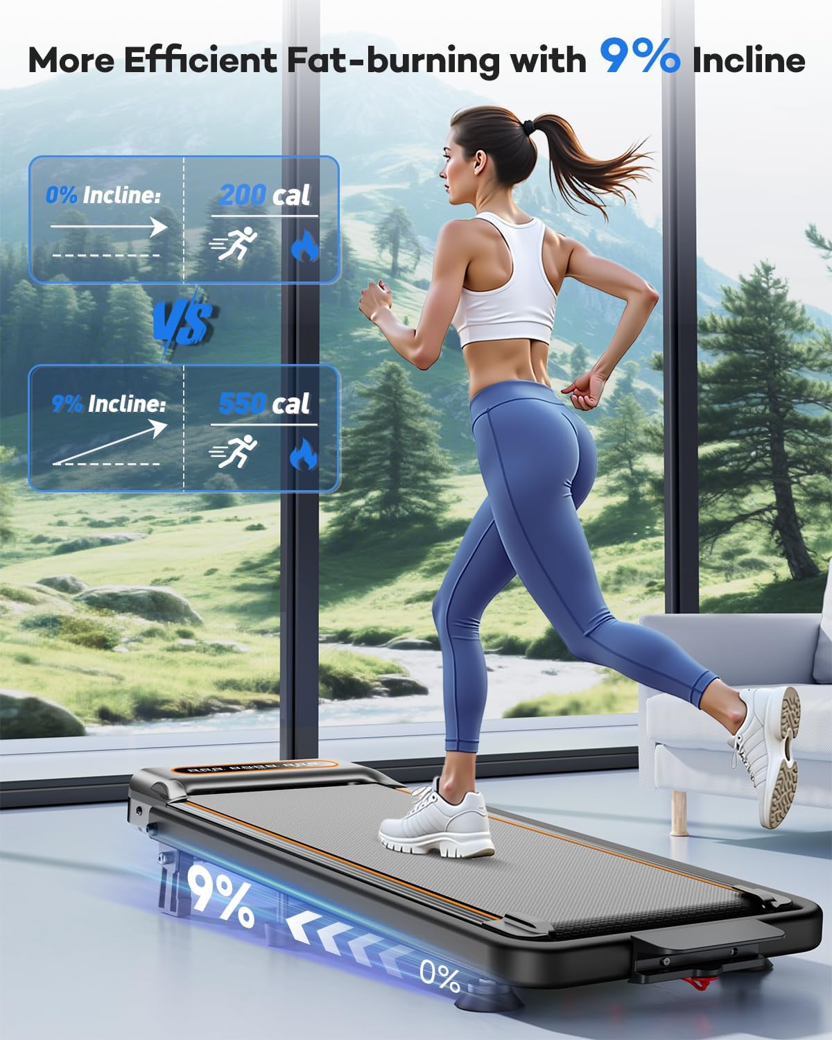 Foldable Treadmill with 10% Incline Upgrade 3.5HP Low Noise Walking Pad Treadmill with Handle Bar Rayspace 4 in 1 Portable Under Desk Treadmills for Home/Office, 350Lbs Capacity, APP & Remote Control - Image 2