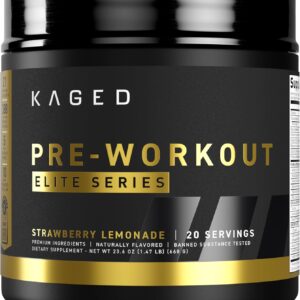 Kaged Pre Workout Elite Powder | Strawberry Lemonade | Pre-Workout with Creatine, Beta Alanine, L-Citrulline, BCAAs | 388 mg Organic Caffeine | Pre Supplements for Men & Women | 20 Servings