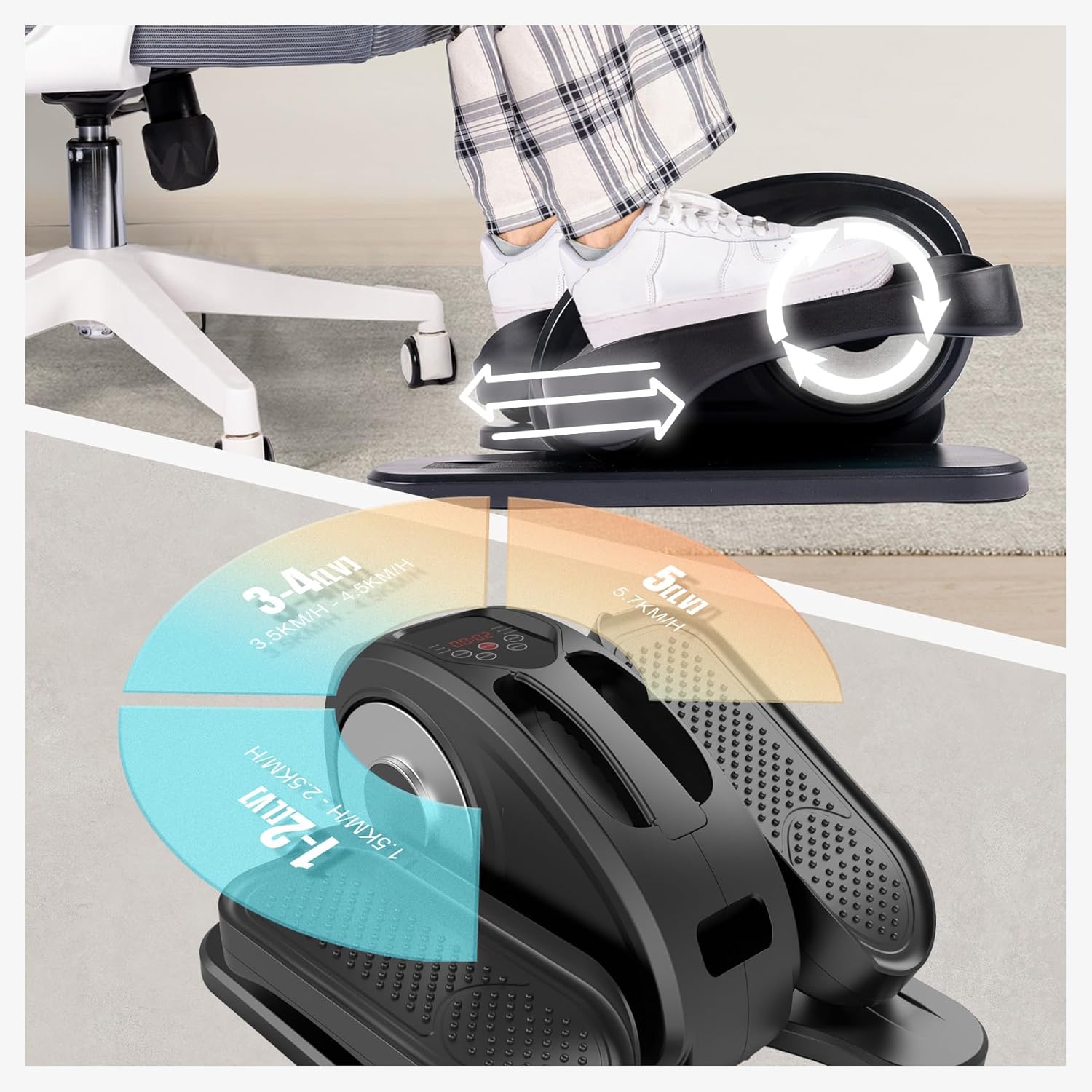 Under Desk Elliptical Machine/Portable Elliptical Ellipse Leg Exerciser for Seniors/Quiet Electric Foot Pedal Exerciser for Home with Remote Control - Image 6