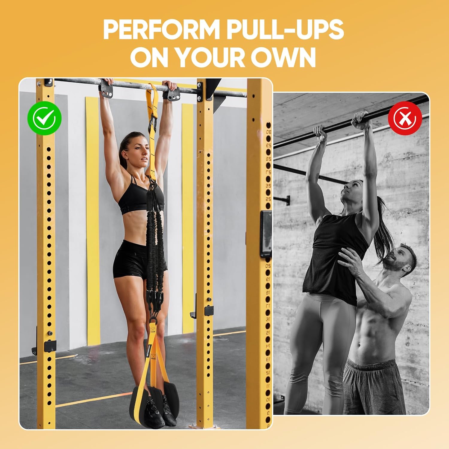 Adjustable Pull Up Assistance Bands with Fabric Feet Mats for Strength Training, Pull-Up Bar Workouts, and Resistance Training - Image 3