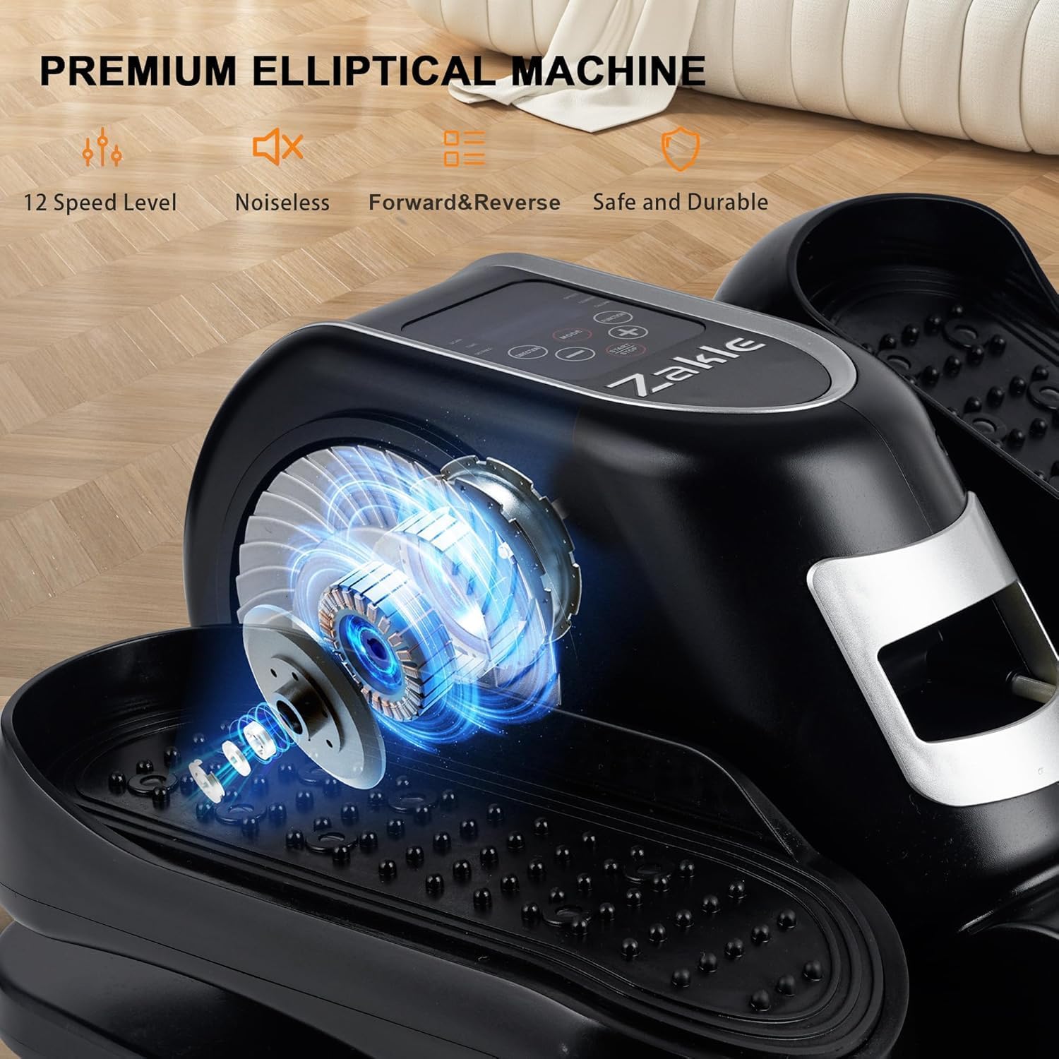 Zakle Under Desk Elliptical Machine, Electric Elliptical Training Machine w/Remote Control, 12 Speed Levels, Quiet Seated Pedal Exerciser for Home Office - Image 2