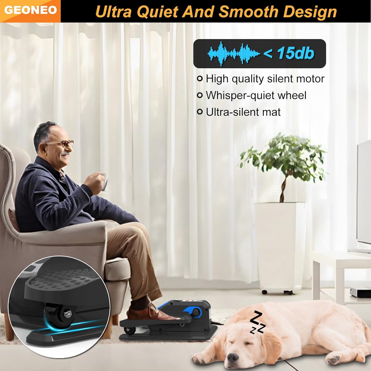 Under Desk Elliptical Machine, Electric Ellipse Leg Exerciser for Senior, Quiet and Compact Electric Seated Pedal for Home with Display Monitor, Remote Control and 12 Adjustable Speeds - Image 4