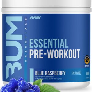 RAW Nutrition – Essential Pre – Chris Bumstead Pre Workout Formula, Sports Nutrition Pre-Workout Powders | Men & Womens Drink, Energy Powder for Working Out (Blue Raspberry)