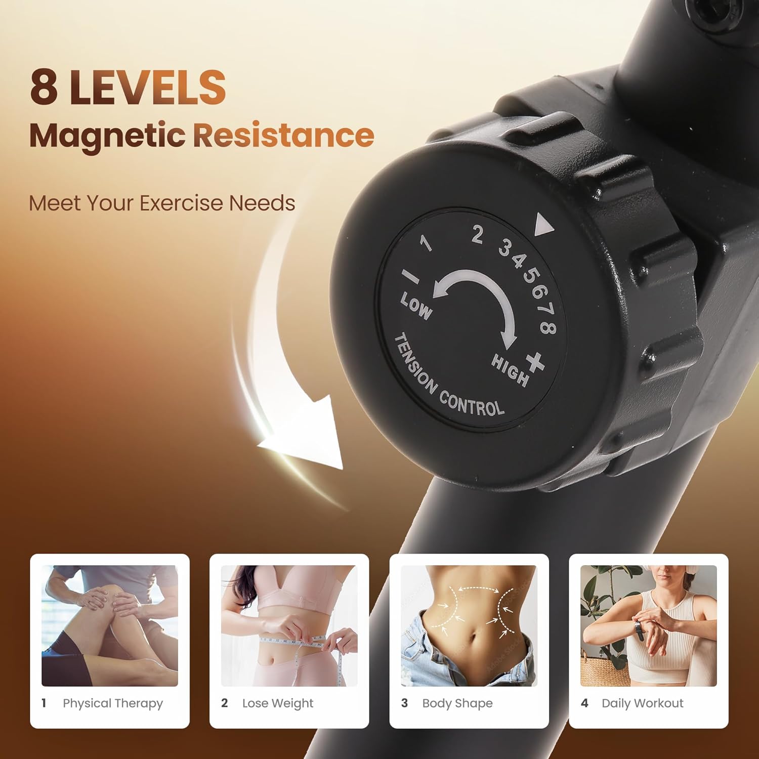 Recumbent Exercise Bike Stationary Bike Exercise Bikes for Home with 8 Levels Magnetic Resistance 300 LBS Weight Capacity LCD Monitor Heart Rate Handle and Device Holder - Image 2