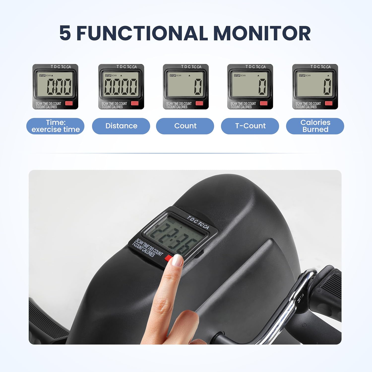 YSSOA Pedal Exercise Bike, Under Desk Bike Pedal Exerciser, Portable Mini Exercise Bike for Arms and Legs Workout, Resistance Adjustable, Lightweight Size for Saving Space - Image 4