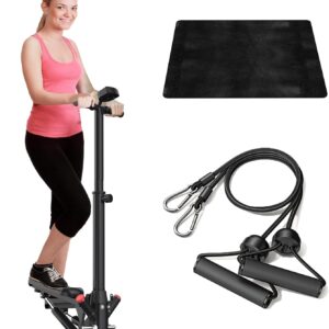 Steppers for Exercise at Home,Mini Stair Stepper with Handlebar and Resistance Bands,Stair Step Workout Machine,Total Body Cardio Equipment, Optional Twist Motion,Non-Slip Pedals – 300 LB Max Weight