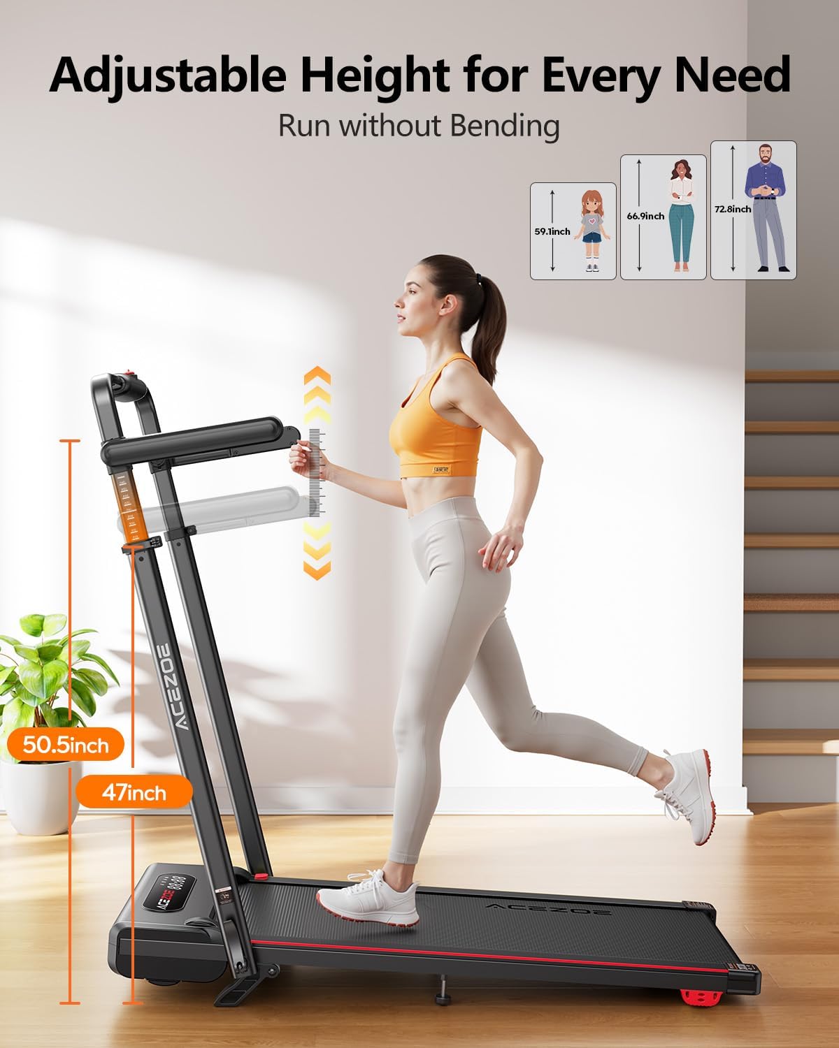 3 in 1 Under Desk Treadmill with Incline, Walking Pad with Removable Desk Workstation, Adjustable Height for Different Need, 300lbs Capacity, Foldable Compact for Home Small Office - Image 3