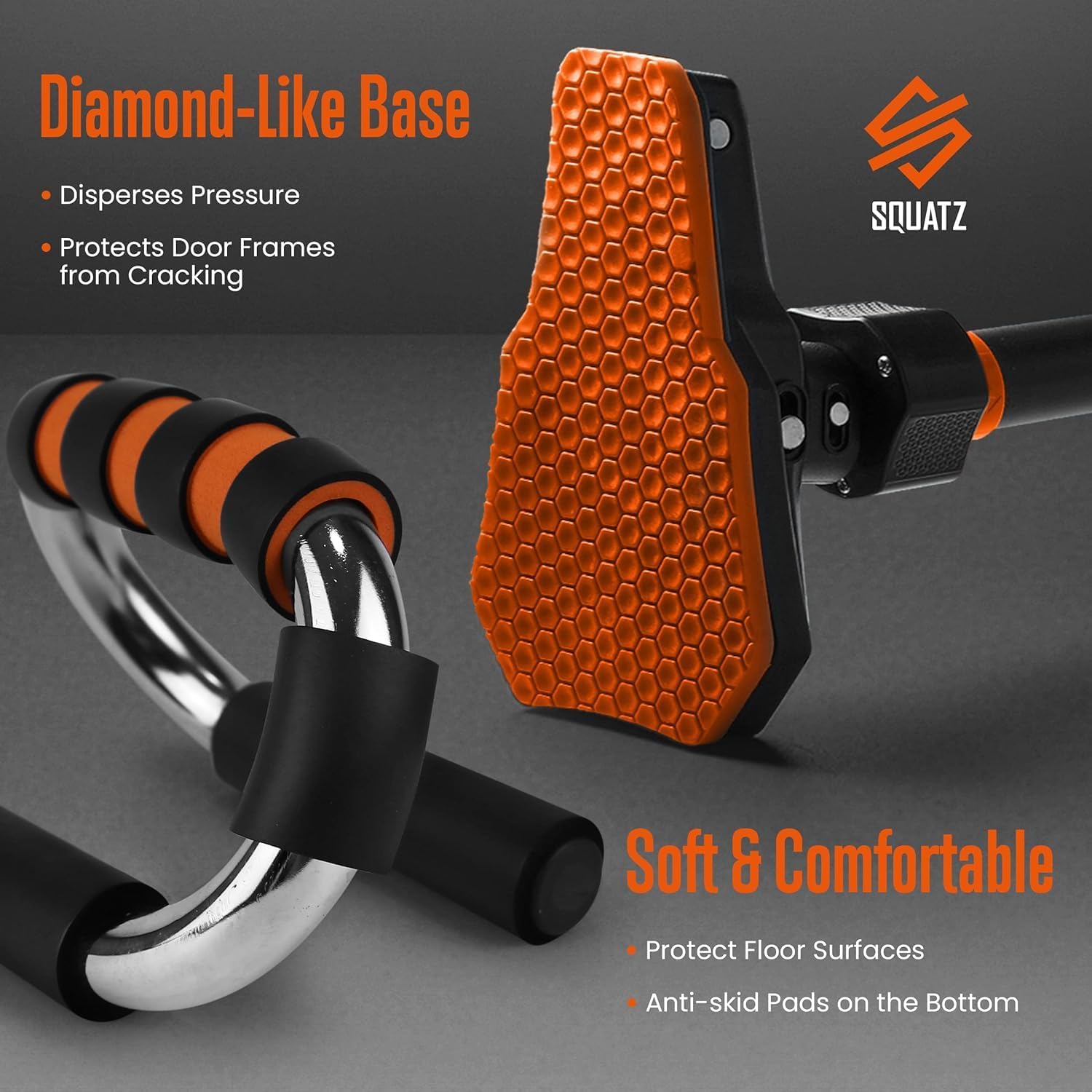 SQUATZ Doorway Pullup Bar & S-Shaped Push Up Bars - Pushup Handles for Floor - Door Frame Adjustable Pull Up Hanging Bar Home Gym Equipment - Image 5