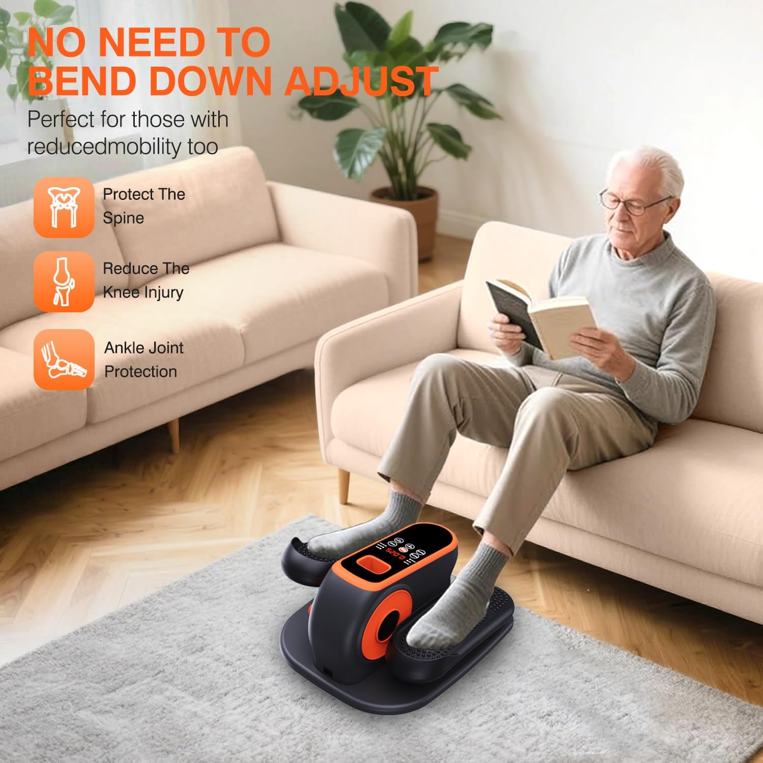 Under Desk Elliptical Machine, Electric Ellipse Leg Exerciser While Sitting for Seniors, Quiet Portable Elliptical Machine with 12 Adjustable Speeds, Seated Pedal Exerciser with Remote Control - Image 4