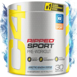 C4 Ripped Sport Pre Workout Powder Arctic Snow Cone – NSF Certified for Sport + Sugar Free Preworkout Energy Supplement for Men & Women – 135mg Caffeine + Weight Loss – 30 Servings