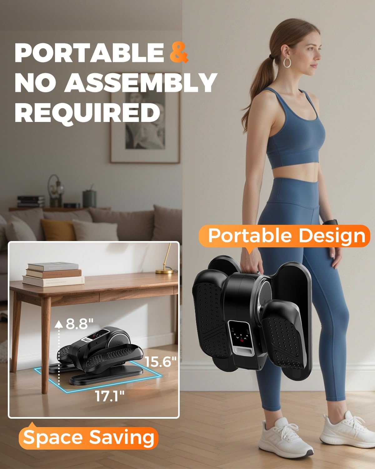 Under Desk Elliptical Machine, Ellipse Leg Exerciser as Seen on TV, LCD Display & 12 Adjustable Speed Ellipse Fit, Portable & Quiet Foot Pedal Exercise Machine, Mini Eclipse Leg Exerciser for Seniors - Image 7