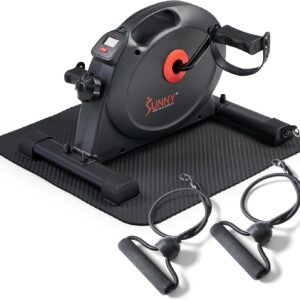 Sunny Health & Fitness Smart Under-Desk Bike Exerciser, Low-Impact Cardio Cycling Equipment for Home/Office, Mini Paddler for Arm/Leg Mobility Training, Free SunnyFit App Connect, Optional Motorized
