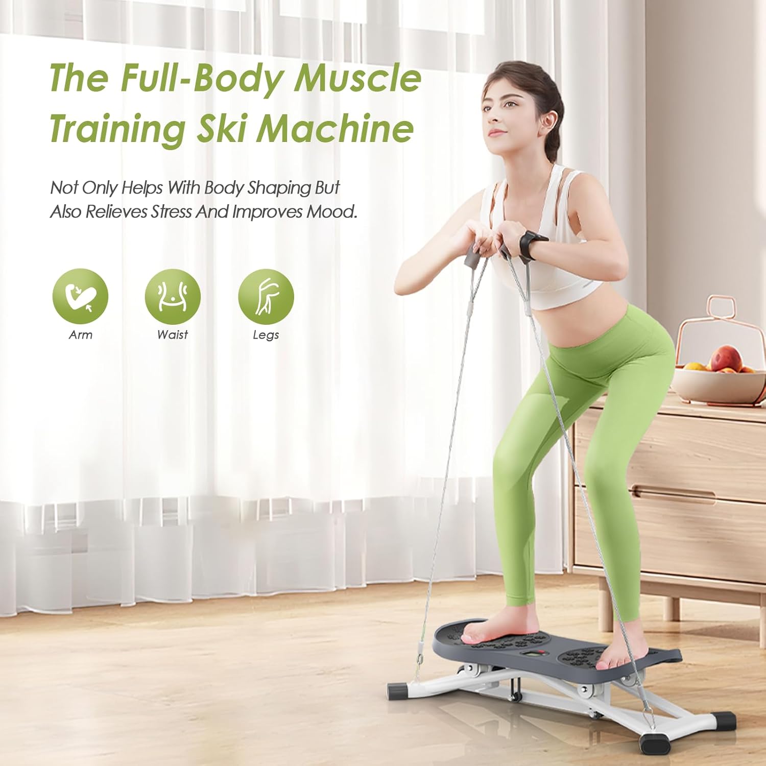 Slide Steppers Exercise for Home, Mini Stair Stepper with Resistance Bands, Full Body Workout Machine, Simulate Skiing Posture, 350 LBS Weight Capacity - Image 3