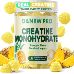 Creatine Monohydrate Gummies for Men & Women, Creatine Monohydrate for Muscle Strength, Muscle Builder, Energy Boost, Pre-Workout Supplement(120 Count)-Pineapple Flavor.