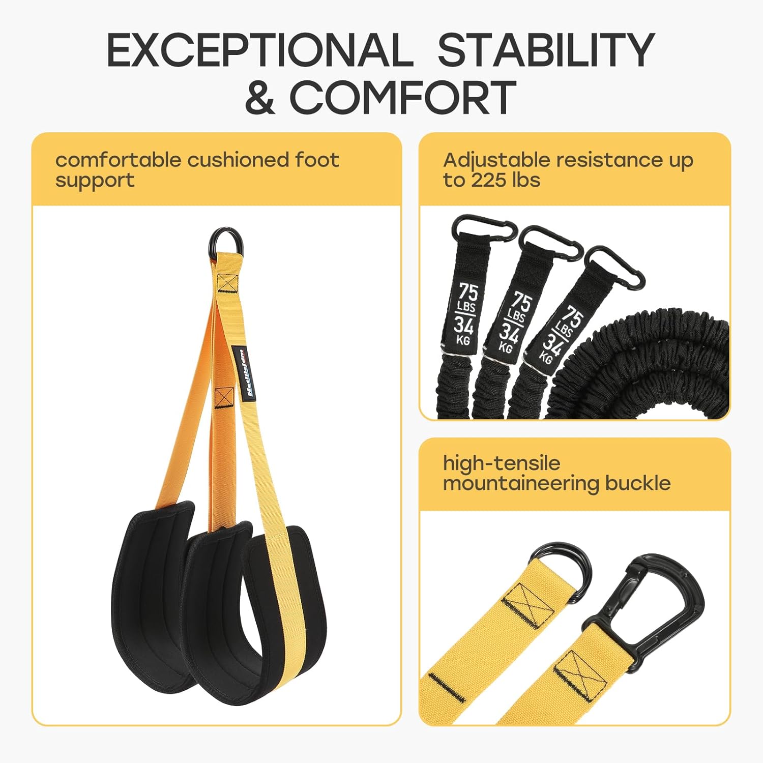 Adjustable Pull Up Assistance Bands with Fabric Feet Mats for Strength Training, Pull-Up Bar Workouts, and Resistance Training - Image 7
