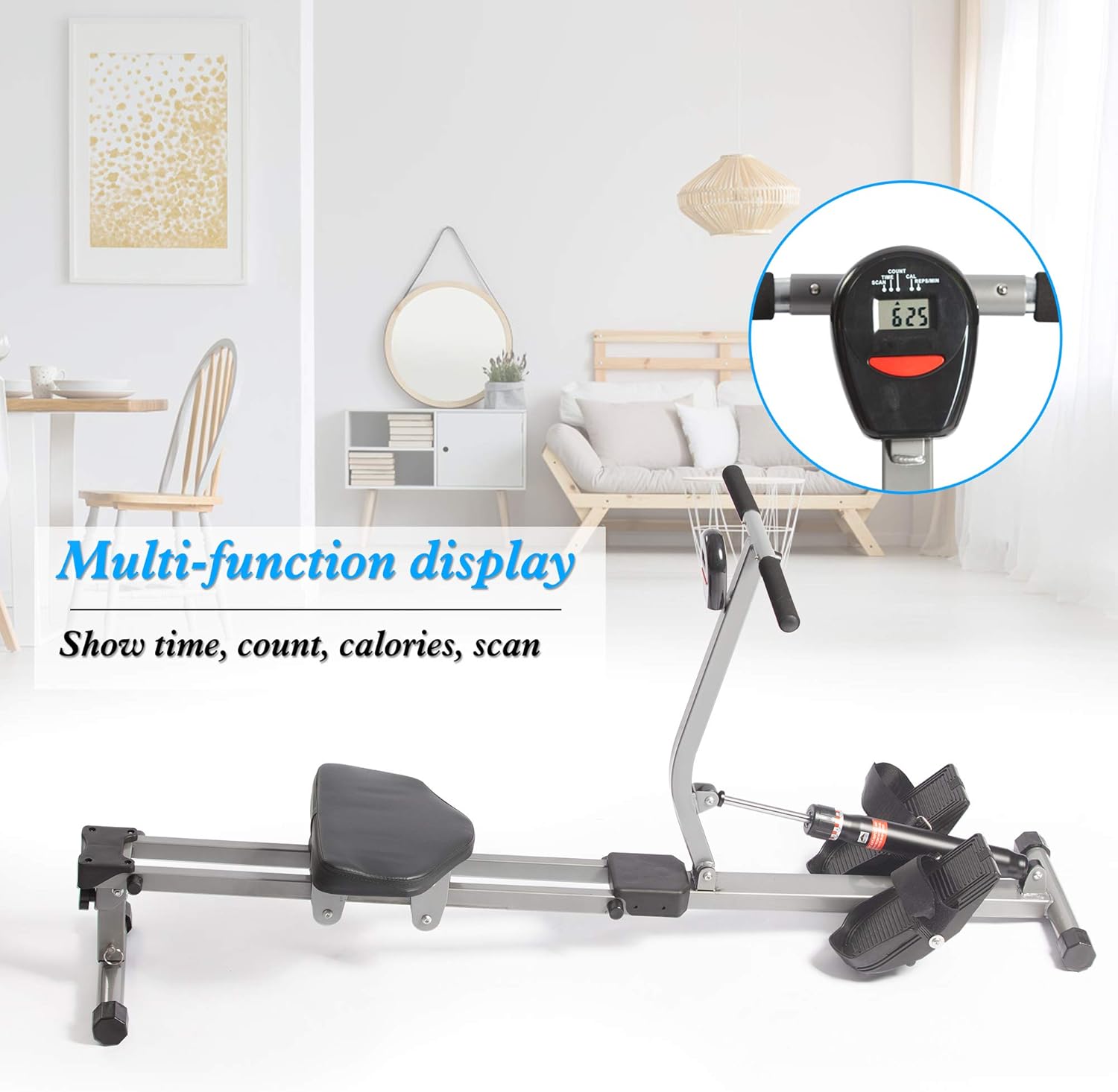 Livebest Foldable Hydraulic Rowing Machine 250lbs Weight Capacity Full Body Stamina Exercise Power with 12 Levels Adjustable Resistance,Home Gyms Training Equipment Fitness Indoor - Image 4