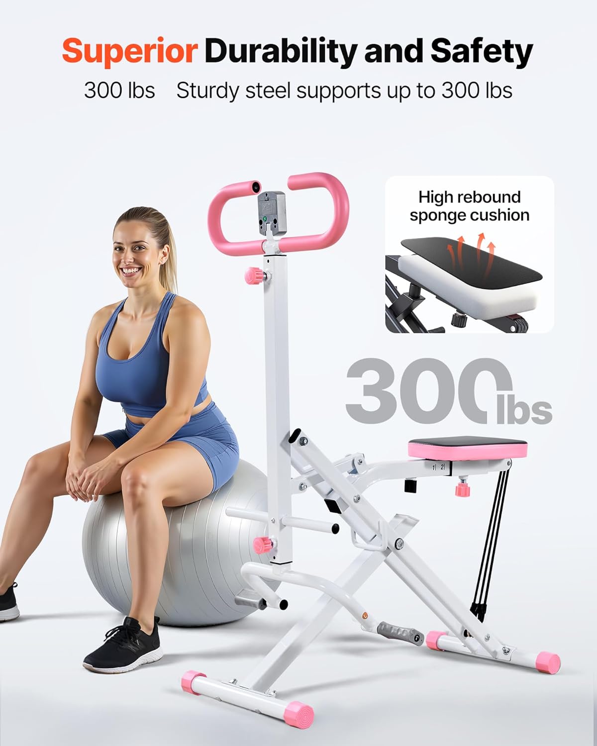 VEVOR Squat Machine, Deep Squat Rowing Machine for Home, Easy Setup & Foldable Exercise Equipment, Glute Trainer Machine with 3 High-Strength Resistance Bands, Glutes & Leg Home Workout Machine - Image 3