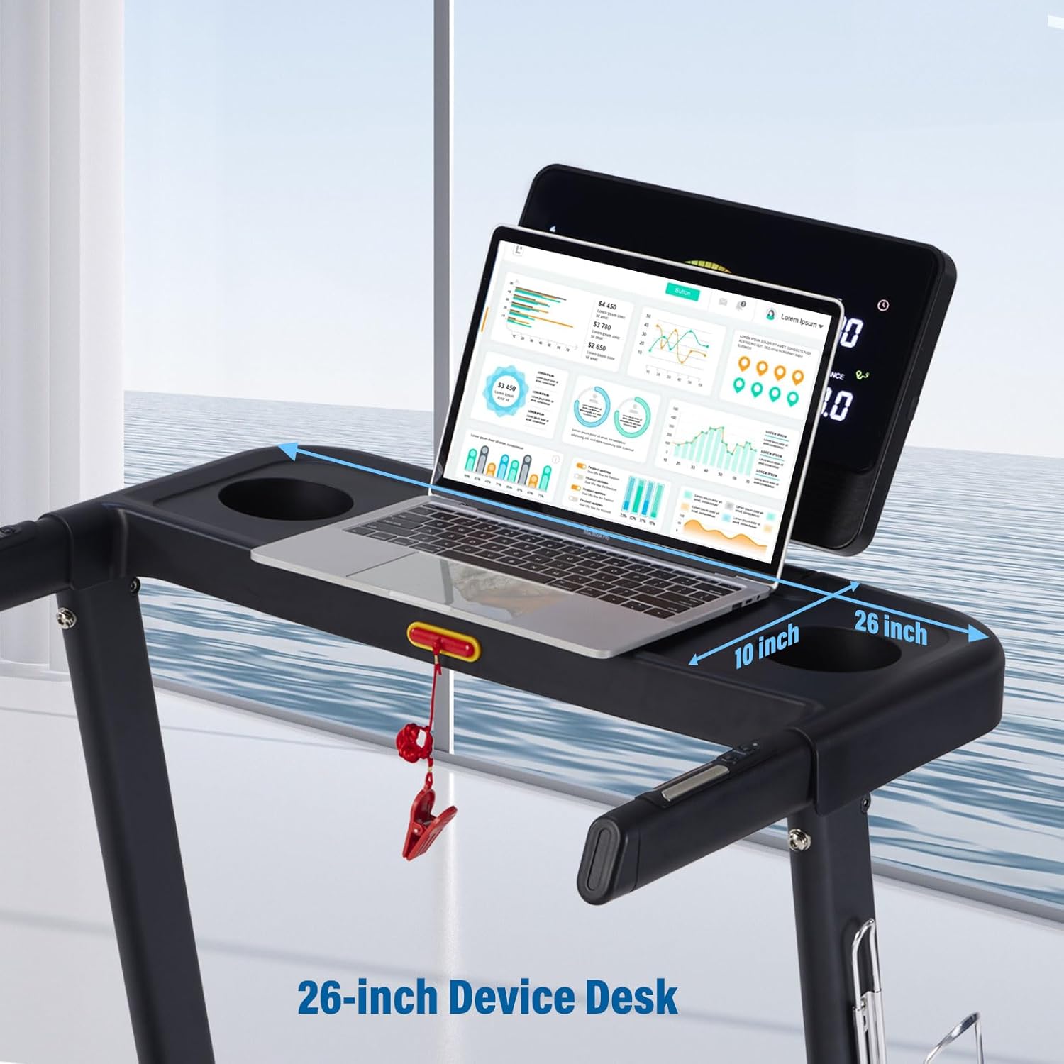 Treadmills for Home, 350 lbs Capacity, 10 MPH, 3.0HP Incline Treadmill with Bluetooth APP, 17 * 46" Belt, Running Threadmills Machine, LCD Display, 36 Programs - Image 3