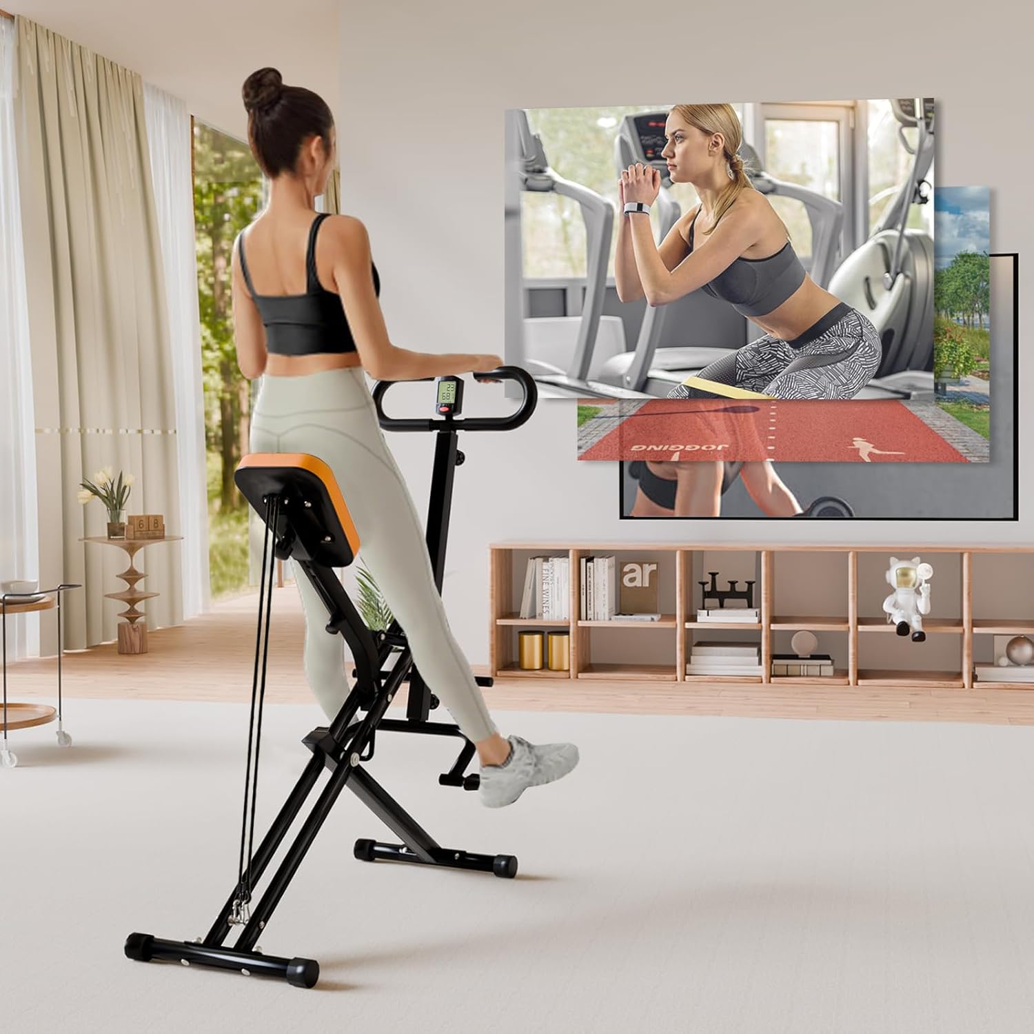 RIVANO Squat Machine, Ab Workout Equipment, 220lbs Loading Capacity Rowing Machines for Home Foldable with Adjustable Resistance Bands and Display, Exercise Trainer for Botty Butt Thighs - Image 6