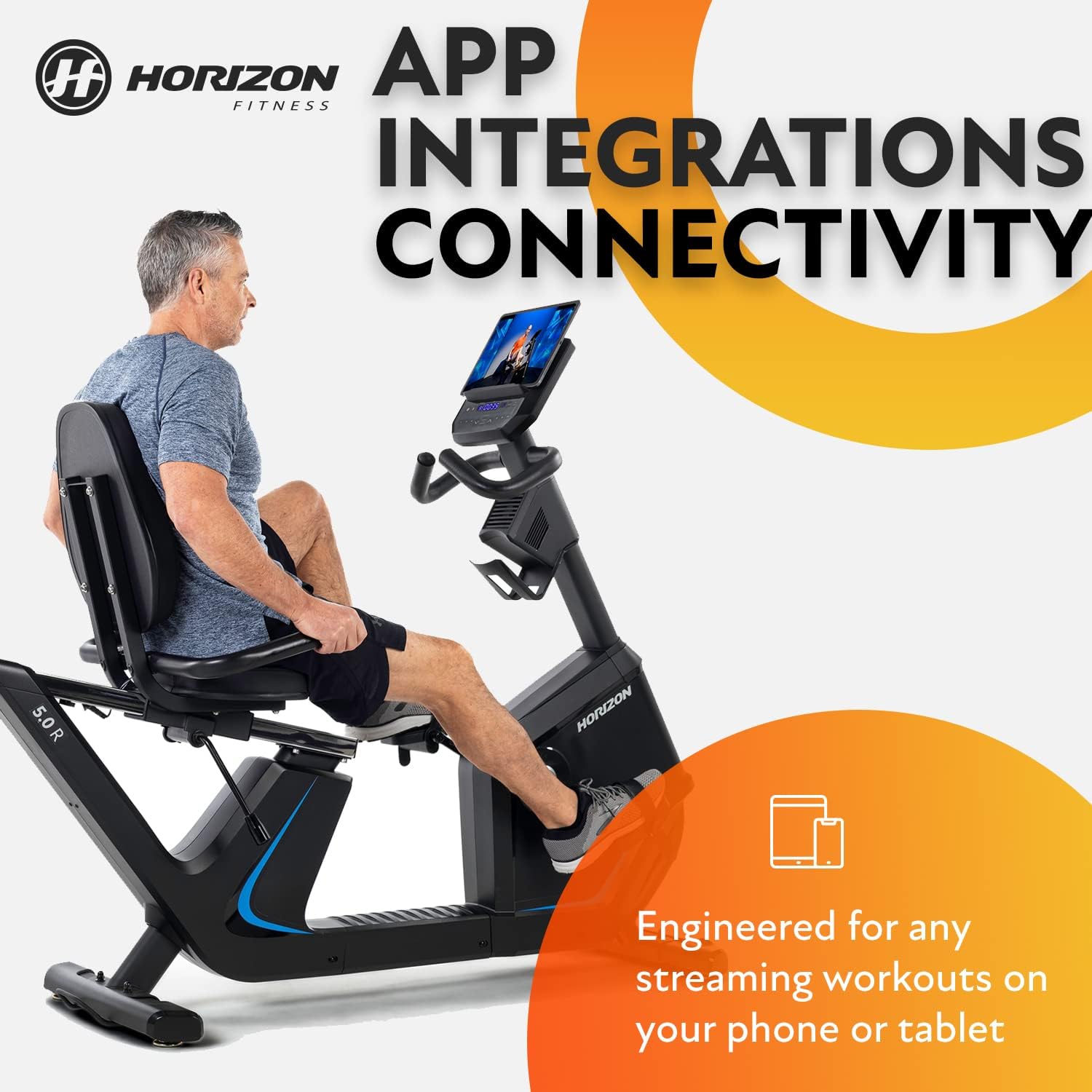 Horizon Fitness 5.0R Recumbent Bike, Fitness & Cardio, Magnetic Resistance Cycling Bike with Bluetooth, Comfort Seat with Lumbar Support, Step-through Frame, and 350lb Weight Capacity - Image 3
