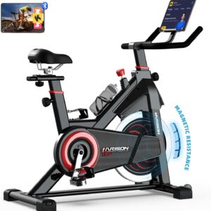 HARISON Semi-Commercial Exercise Bike 400 lbs Capacity, Magnetic Stationary Bikes for Home Gym with Bluetooth & Tablet Holder & Comfortable Seat Cushion