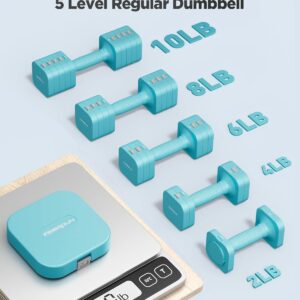 FEIERDUN 5-in-1 Adjustable Dumbbell Set of 2, 20LBS/10LBS Hand Weights for Women, 1s-Adjust Dual-Stable Dumbbell Set for Women Home Gym & Outdoor