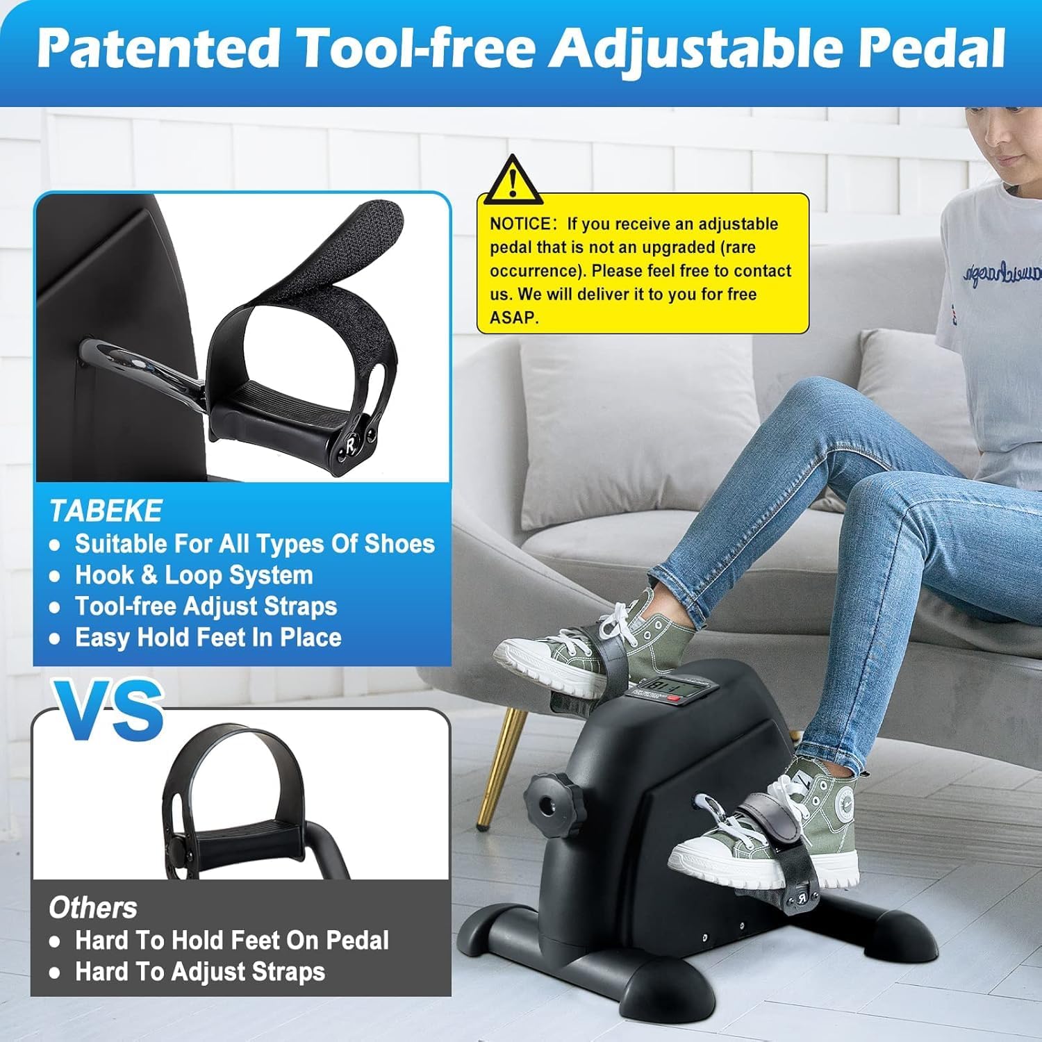 TABEKE Under Desk Bike Pedal Exerciser - Mini Exercise Bike for Arm/Leg Exercise, Pedal Exerciser for Seniors with LCD Display - Image 2