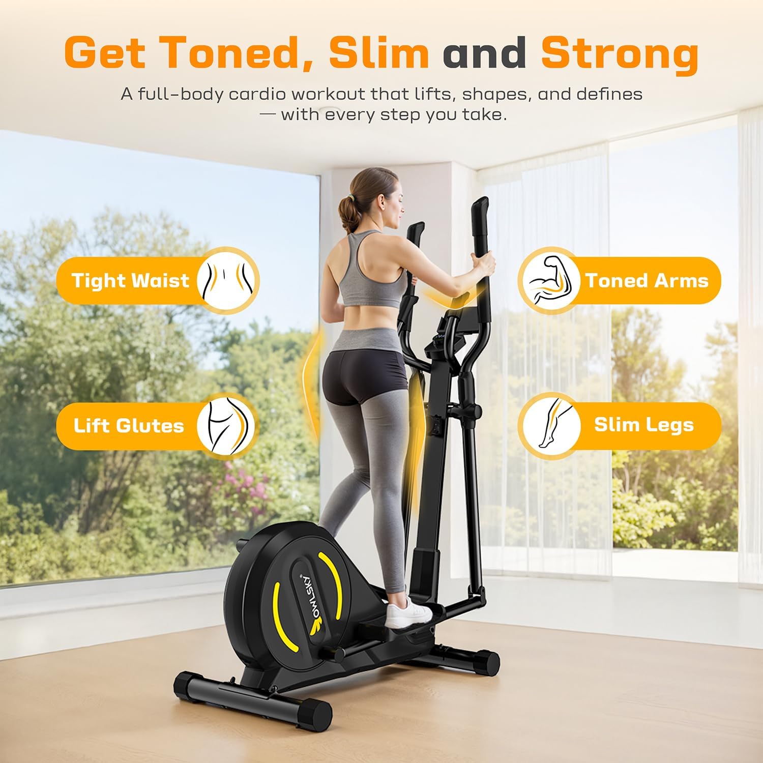 OWLSKY Elliptical Exercise Machine, Elliptical Machine for Home with Hyper-Quiet Magnetic Driving System, 16 Resistance Levels,400LBS - Image 7