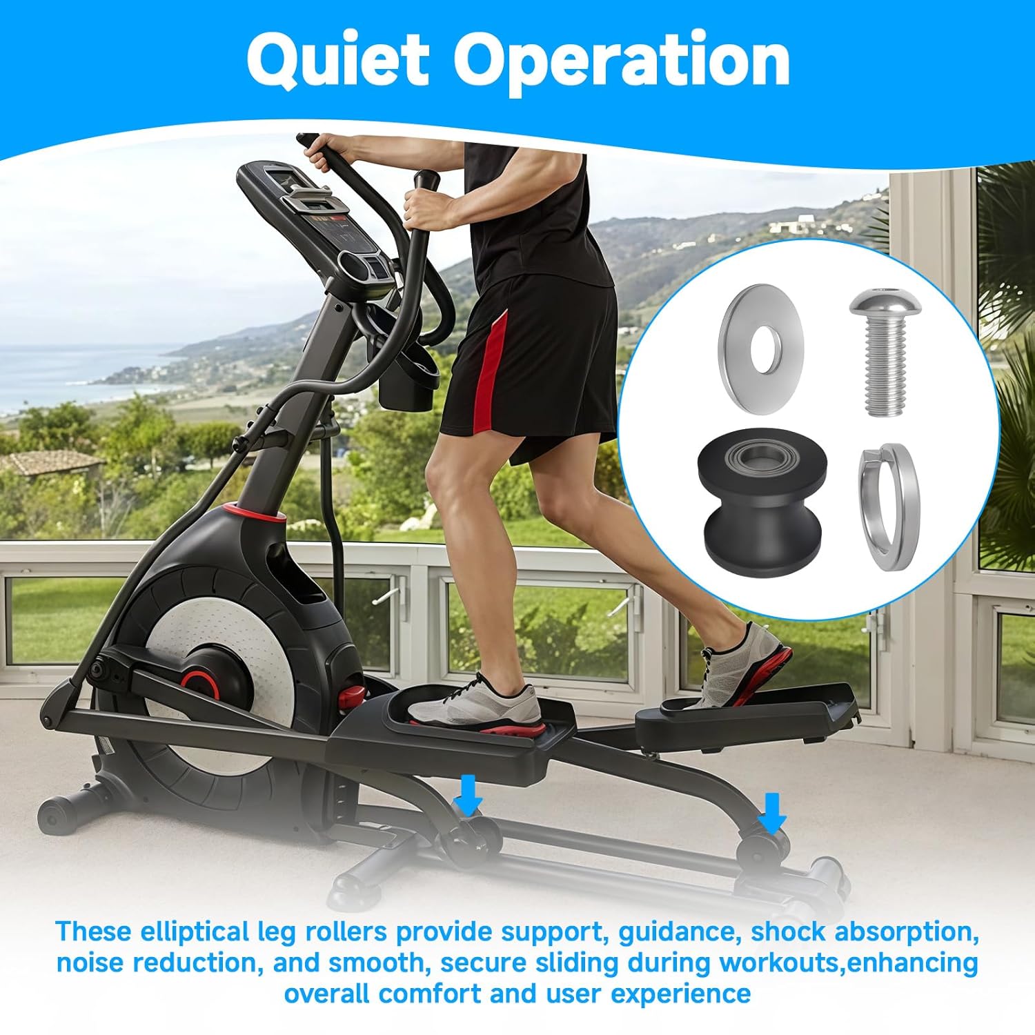 2set 8004225 U-Groove Guide Wheels Elliptical Machine Replacement Leg Roller Compatible with Schwinn E614, E616, 430, 470, 100367,100383 Elliptical Replacement Parts - Image 6