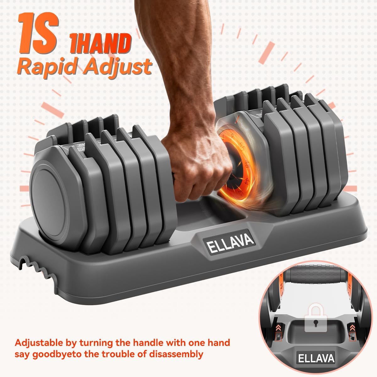 Adjustable Dumbbell Set of 2 with Quick Adjust and Anti-Slip Texture Handle for Home Gym, Free Weights Dumbbells Set with 55 lbs Pair 110 lbs, 10 in 1 for Men/Women Gym Equipment - Image 3