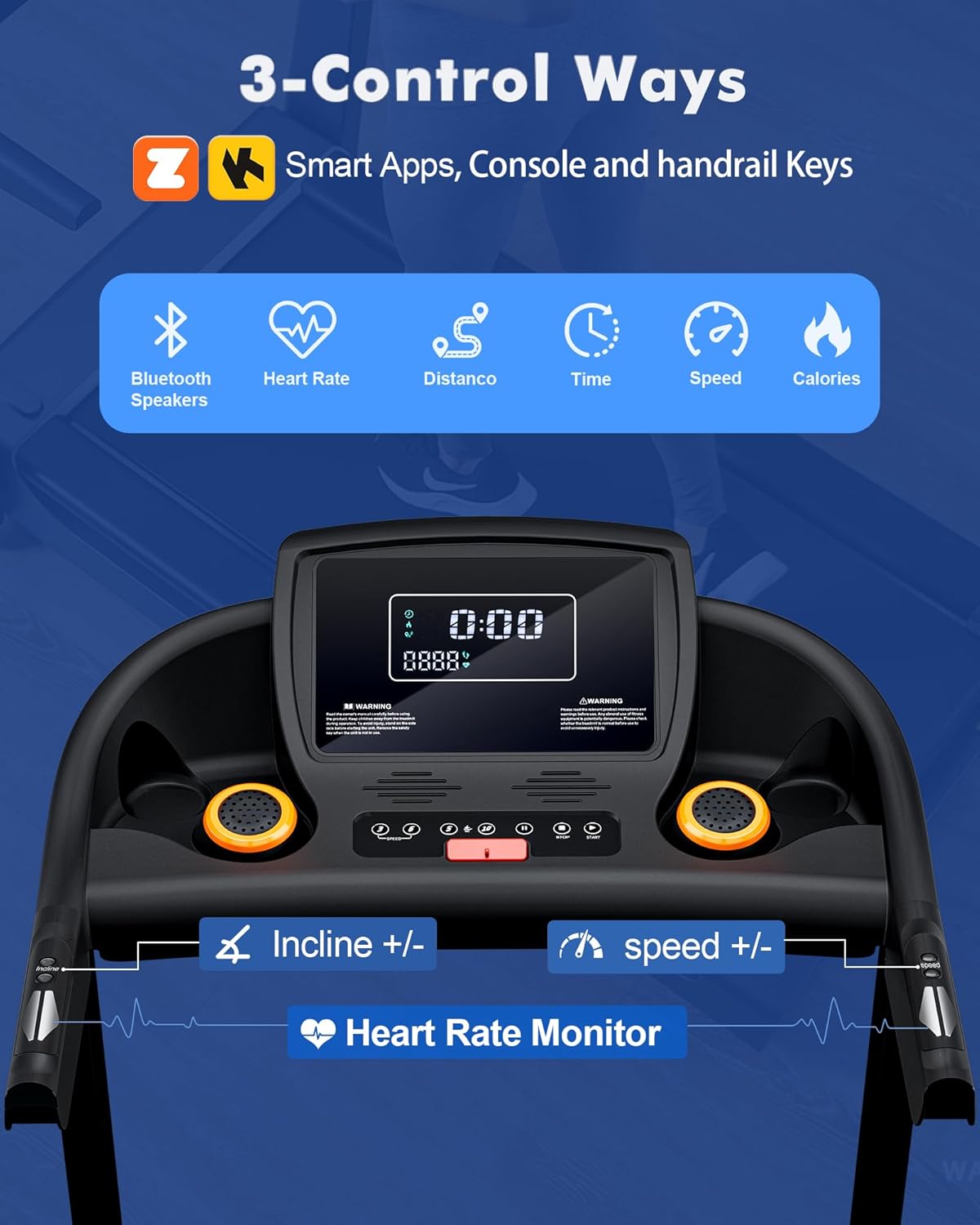 350 lb Capacity Walking Pad Treadmills for Home with 12%/15% Incline, Foldabe Treadmill with Handrail, 3.5HP Real Brushless Treadmill with Dual Cushion System, Deck Treadmills for Small Space - Image 4