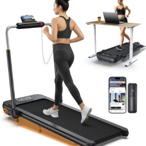 WELLFIT 10% Incline Foldable Walking Pad Treadmill with Handle Bar for Home, 360 LBS Capacity, 7.6MPH Max Speed,Wide Shock Absorbing Deck, 3.0HP Low Noise, for APP/Mute Remote