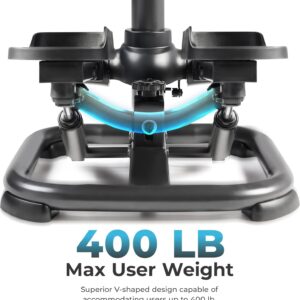 Sunny Health & Fitness 2-in-1 Premium Power Stepper with 400lbs Weight Capacity and Resistance Bands, Low-Impact Cardio, Space-Saving, Height-Adjustable, with Bluetooth and Free SunnyFit App