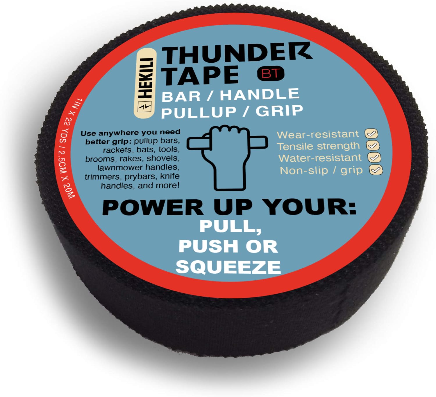 2 Pk Grip Tape - Cloth Grip Tape for Pull Up Bars, Sports, Tools, Handles, Bats, Rackets, Gym Equipment, Wire Wrap - No Residue, Sweat Resistant, 1 Inch x 66 Feet Each Roll - Black - Image 2