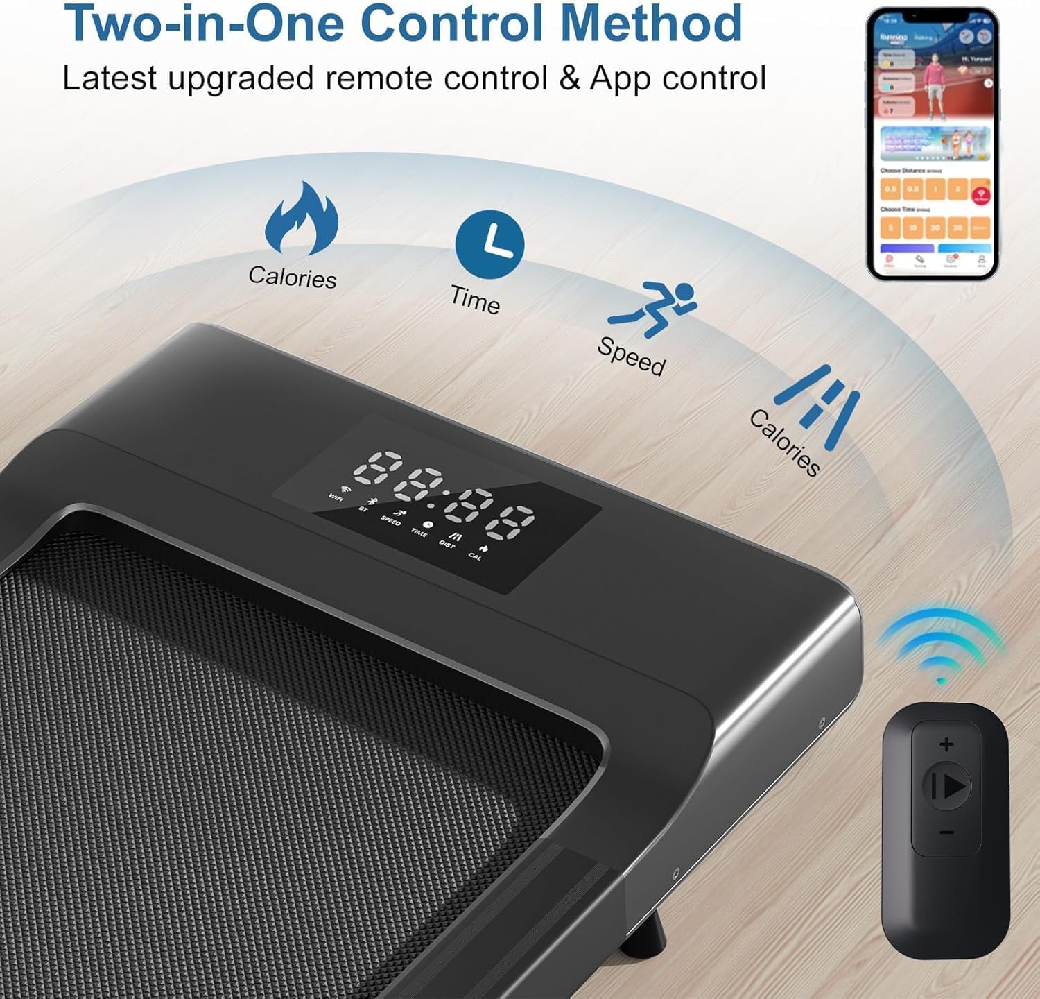 DeerRun 2025 Upgrade Walking Pad - Raceable Smart Under Desk Treadmill with Rewards Program, Quick Setup, 2.5HP, APP/Remote Control, LED Display, 300 lbs Capacity - Image 7