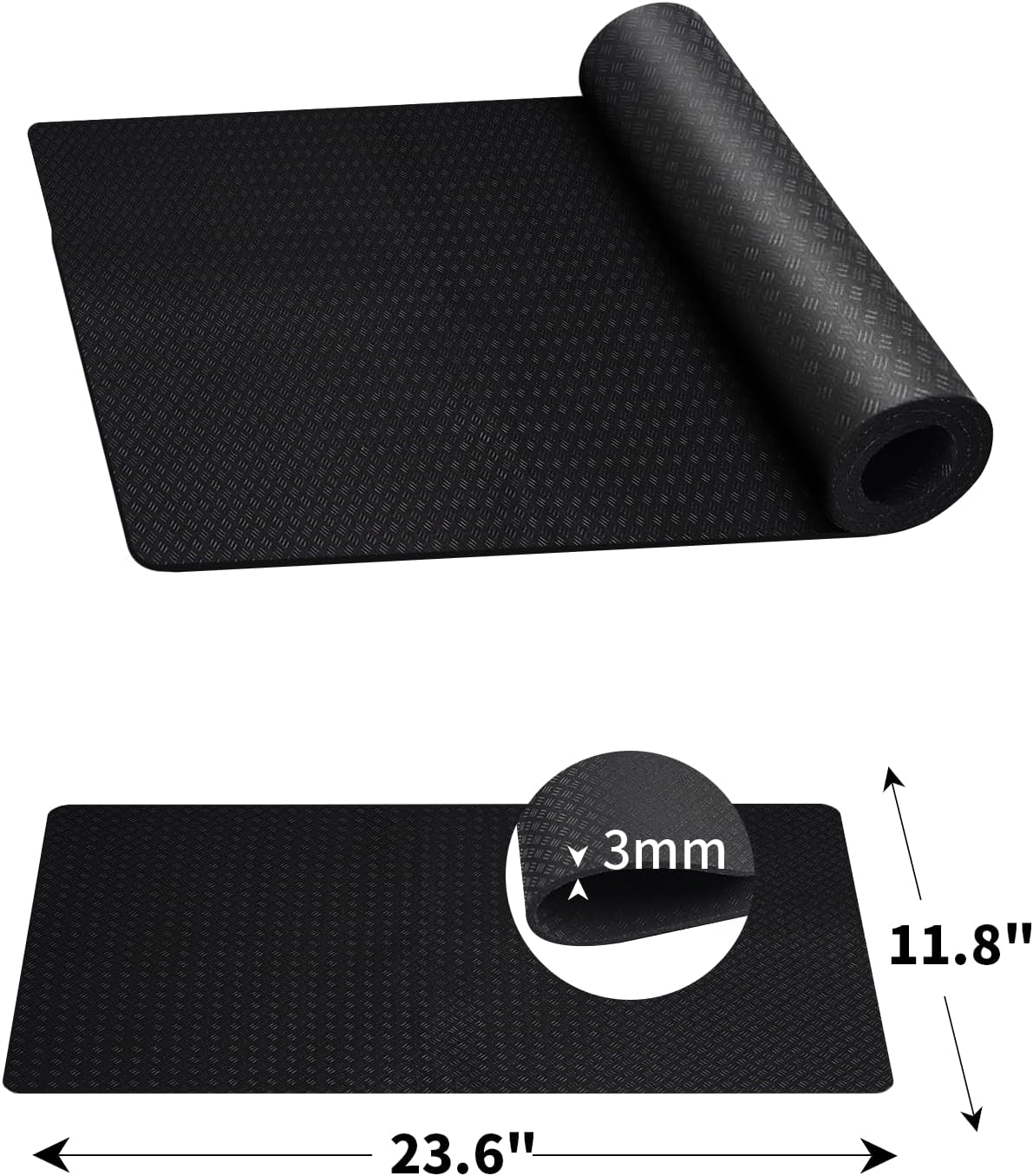 2 Pcs Mats for Exercise Bike, Dual Sided Non-Slip Mat for Rower Machine, Stationary Bike, Elliptical Machine, Natural Rubber Mat Protect Hardwood Floor Carpet - Image 2