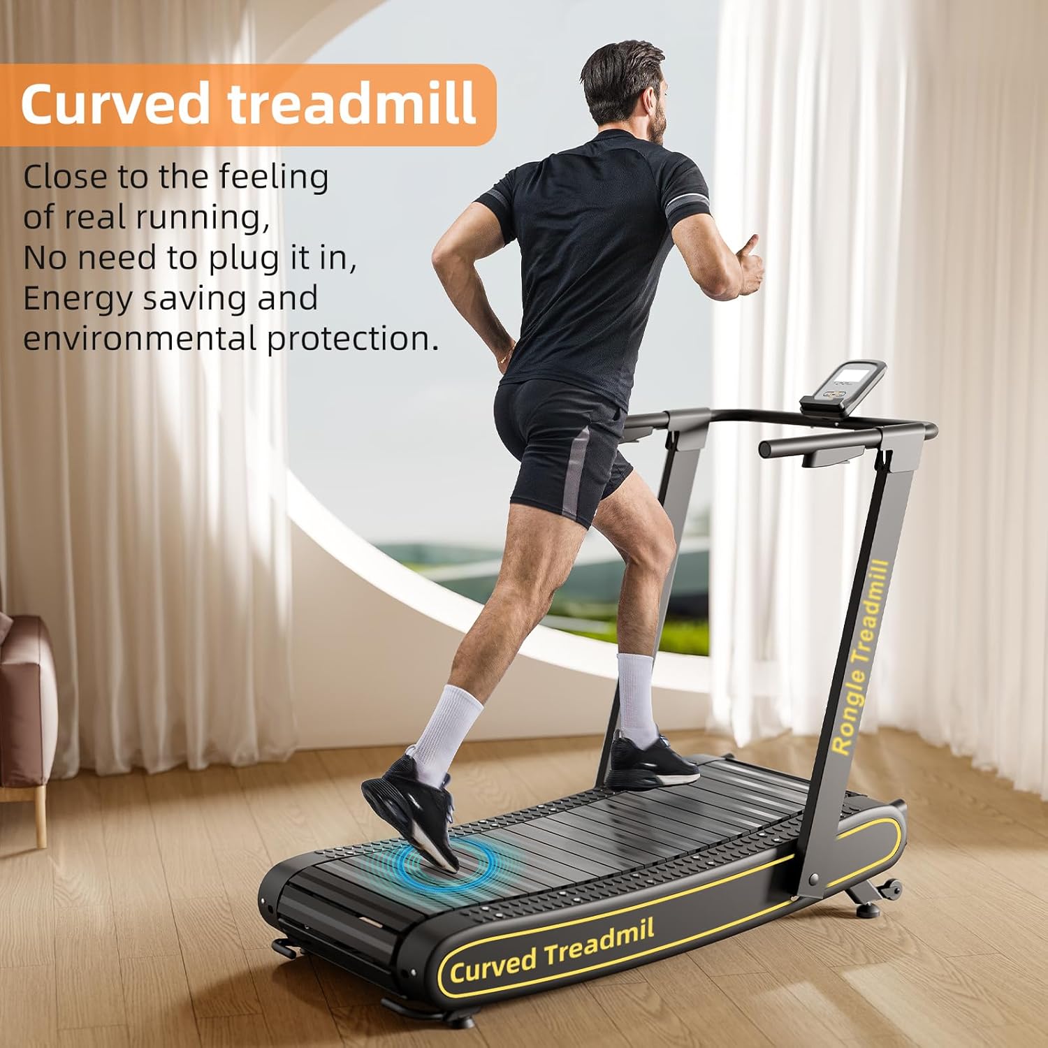 Curved Treadmill, Curved Treadmills Home, Non-Electric Motorized Treadmill-300 LBS Capacity,No Assembly Required Self-Generated Curved Treadmill Exercise Treadmills - Image 2