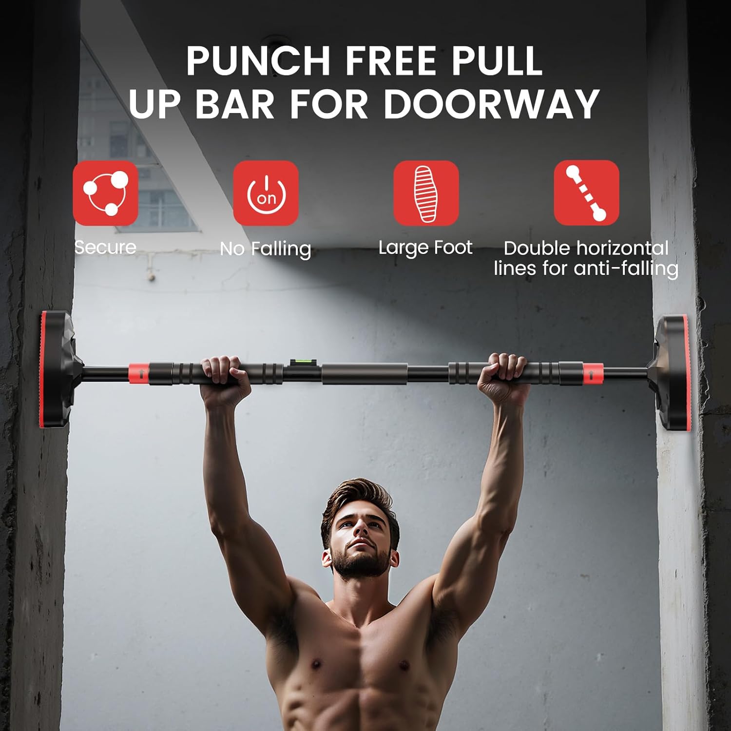 Pull Up Bar for Doorway, Adjustable Door Frame Pull Up and Chin Up Bar, Total Upper Body Workout Bar for Home Gym Workouts - Image 2