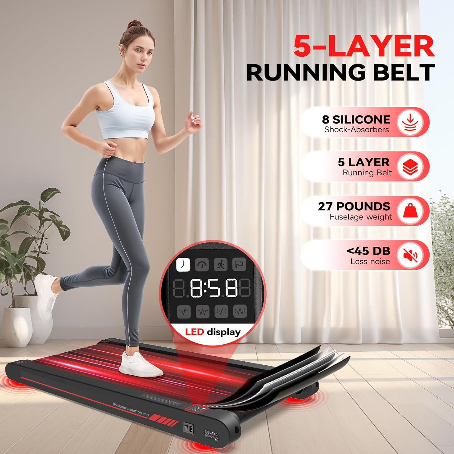Sperax Walking Vibration Pad,Under Desk Treadmills for Home,4 in 1 Vibration Plate Exercise Machine,Portable Walking Pad with APP,350 Lb Capacity Multifunctional Treadmill Pro Max - Image 5