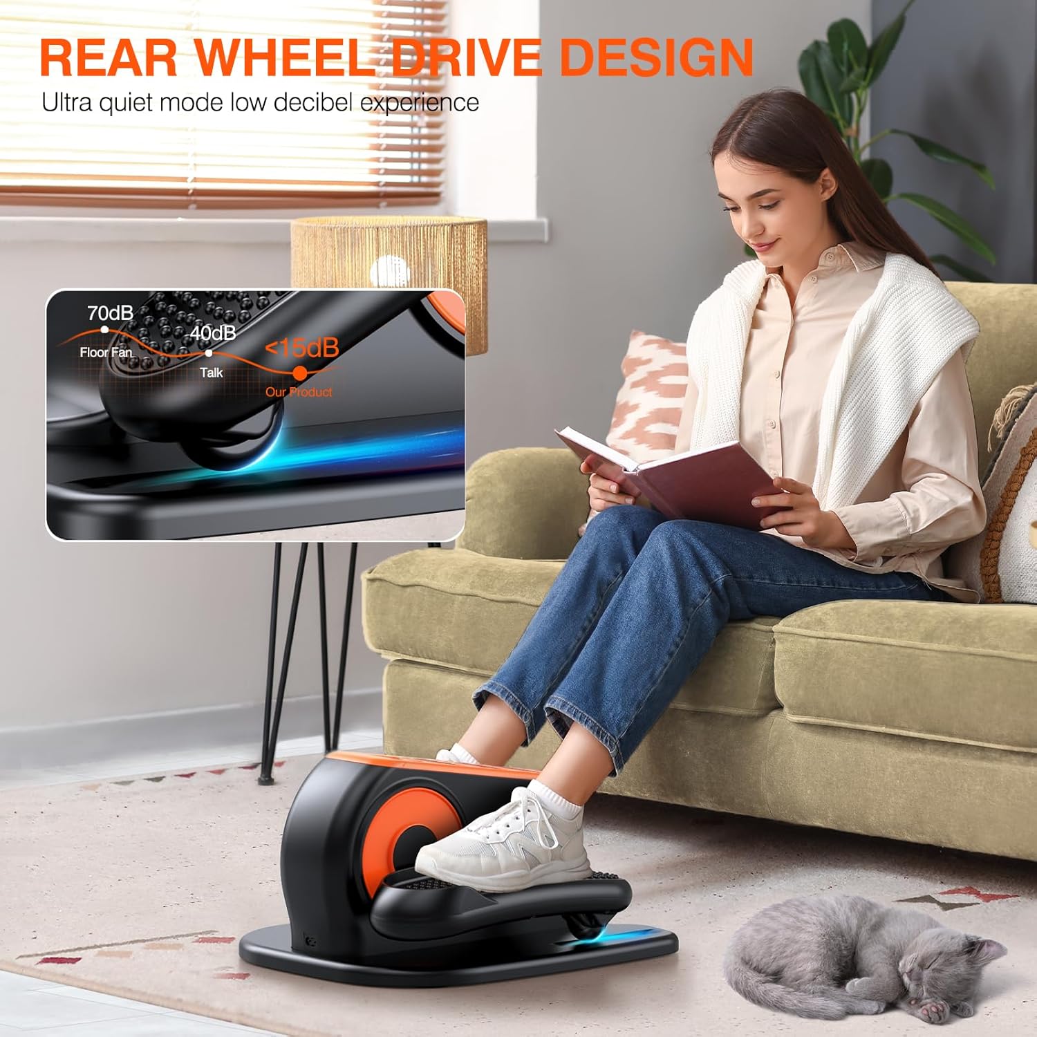Under Desk Elliptical Machine, Electric Ellipse Leg Exerciser While Sitting for Seniors, Quiet Portable Elliptical Machine with 12 Adjustable Speeds, Seated Pedal Exerciser with Remote Control - Image 3