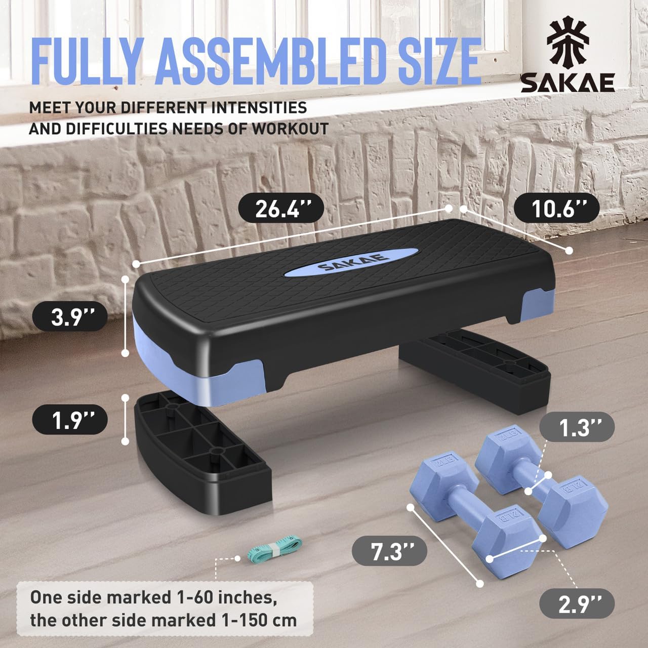 Adjustable Height Aerobic Stepper Set, Multiple Bundle Options with Dumbbells, Kettlebell, Waist Trimmer, Ankle Weights or Weighted Vest, Workout Exercise Step Platform w/Level Risers, 4 Colors - Image 3