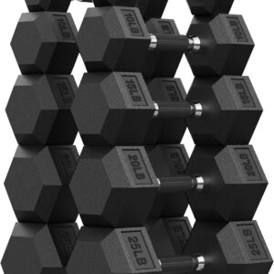 Hex Dumbbell 110-400 lb Set, Rubber Encased Exercise & Fitness Dumbbells for Home Gym, Non-Slip Handle Design for Secure & Comfortable Grip, Hand Weights for Strength Training