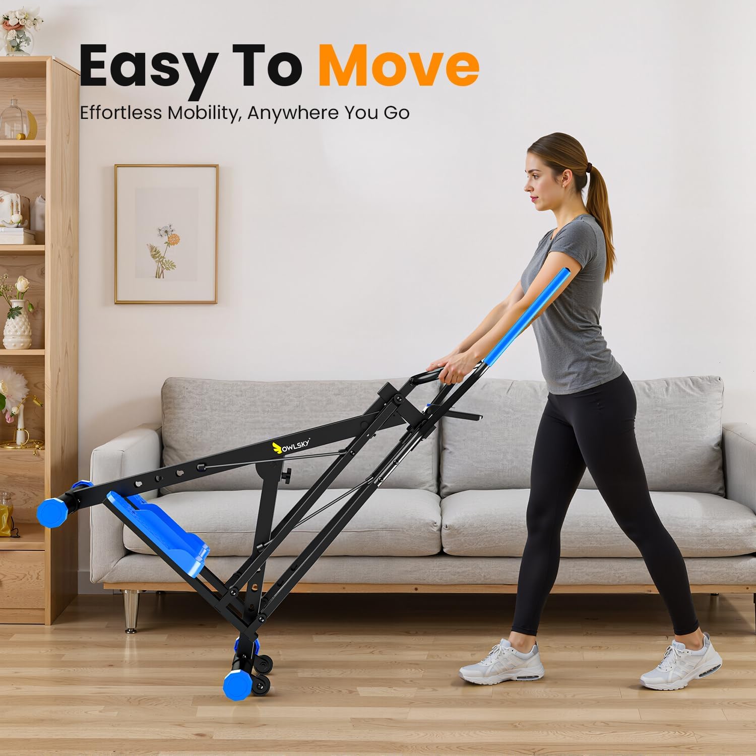 OWLSKY Air Walk Elliptical Exercise Machine for Home Gym – Compact Elliptical Cross Trainer with LCD Monitor, Device Holder, Low-Impact Cardio Workout, Full Body Fitness Equipment - Image 7