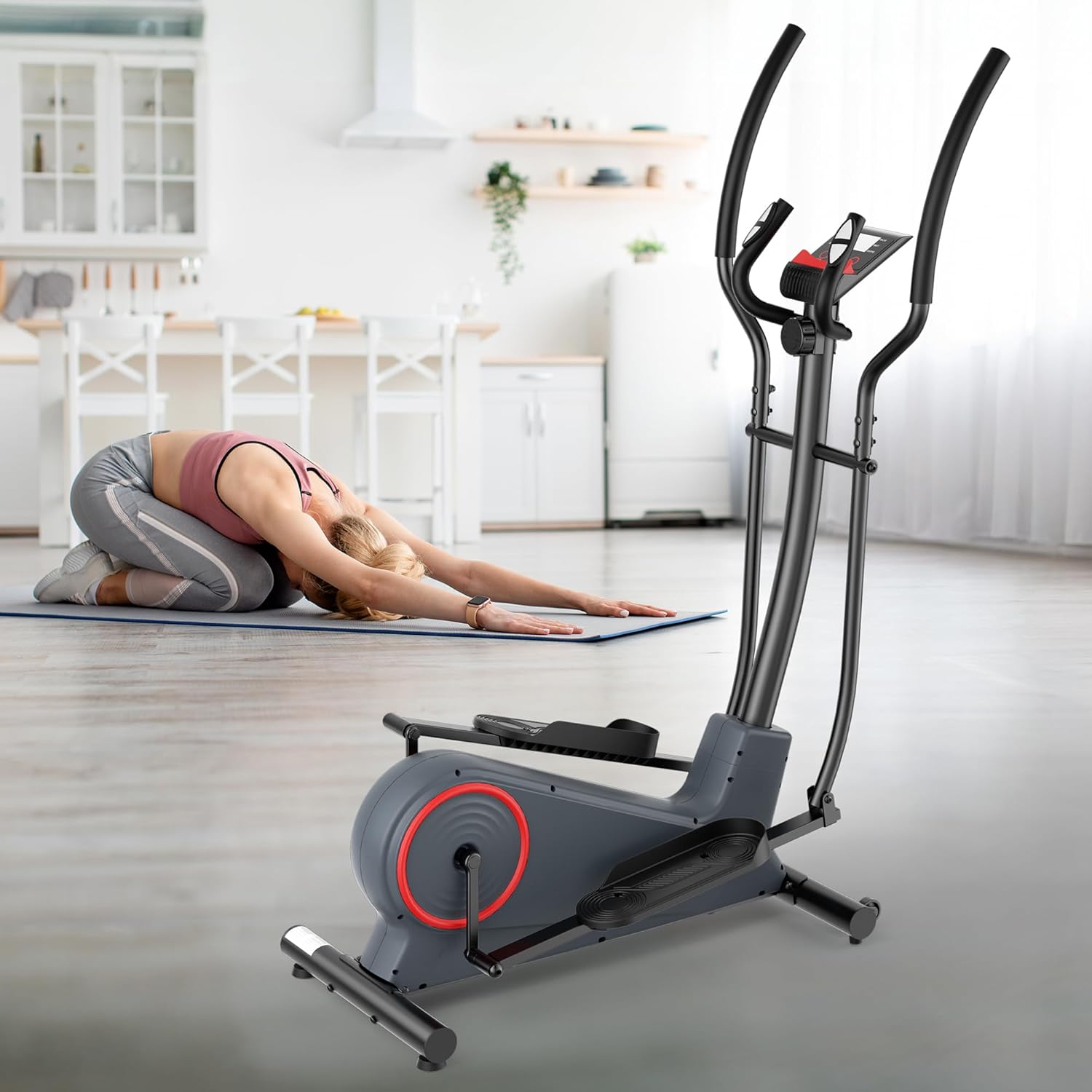 Elliptical Exercise Machine Elliptical Machine for Home with 8 Levels Adjustable Resistance LCD Monitor Pulse Monitor 13IN Stride 300 LBS Weight Capacity Hyper-Quiet Fitness - Image 9