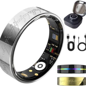 Ultra Smart Ring for Women Men,Health Fitness Tracker with Sleep/Blood Pressure/Oxygen Monitoring, Heart Rate & Activity Tracking,IP68 Waterproof, 5+Day Battery,No Subscription Fee 1-Silver 10