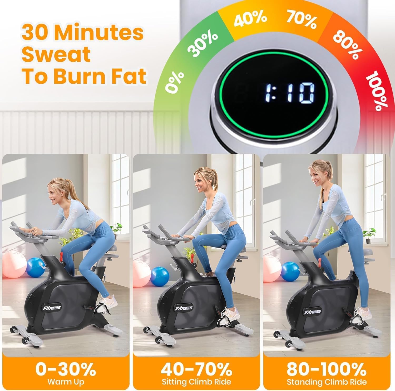 5-in-1 Multi-Function Exercise Bike | 350 lb Capacity | 32-Level Magnetic Resistance with Safety Brake | Adjustable Seat & Handlebars | Quiet Belt Drive & Performance Tracking - Image 2